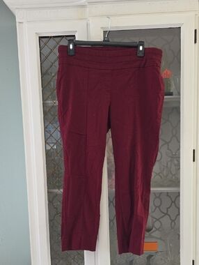 Briggs New York Cropped Ponte Pants in Burgundy